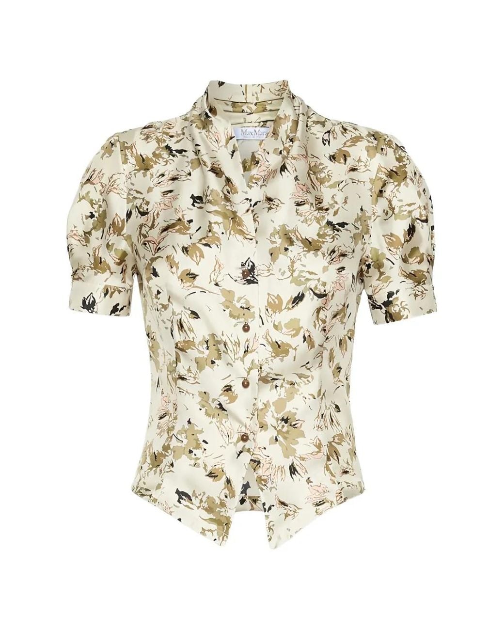 Max Mara White Printed Silk Twill Shirt