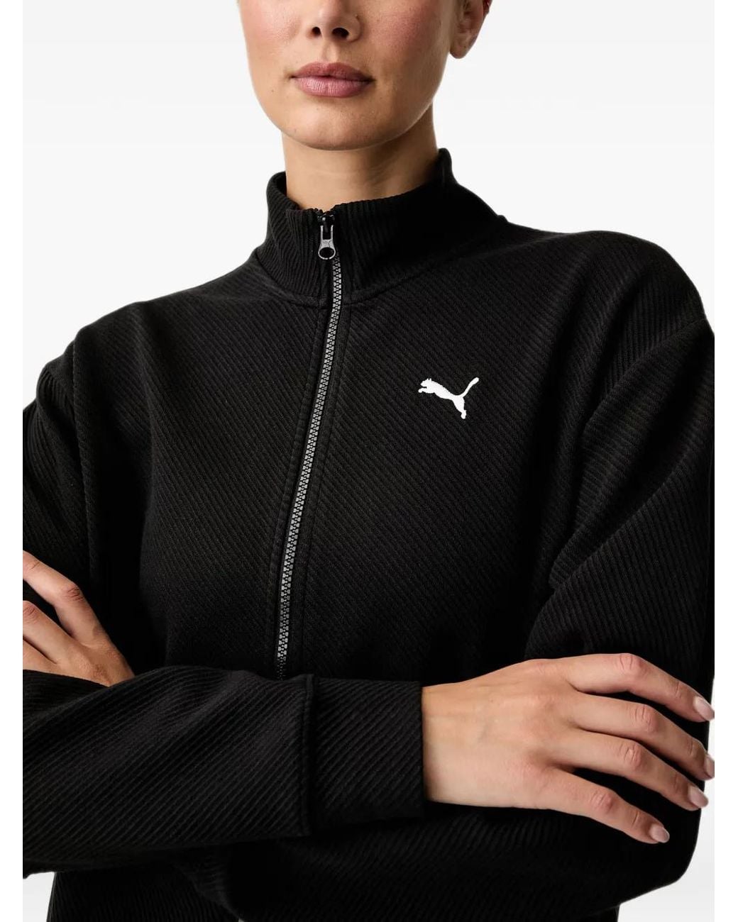 PUMA Black Logo-Patch Zip-Up Tracksuit