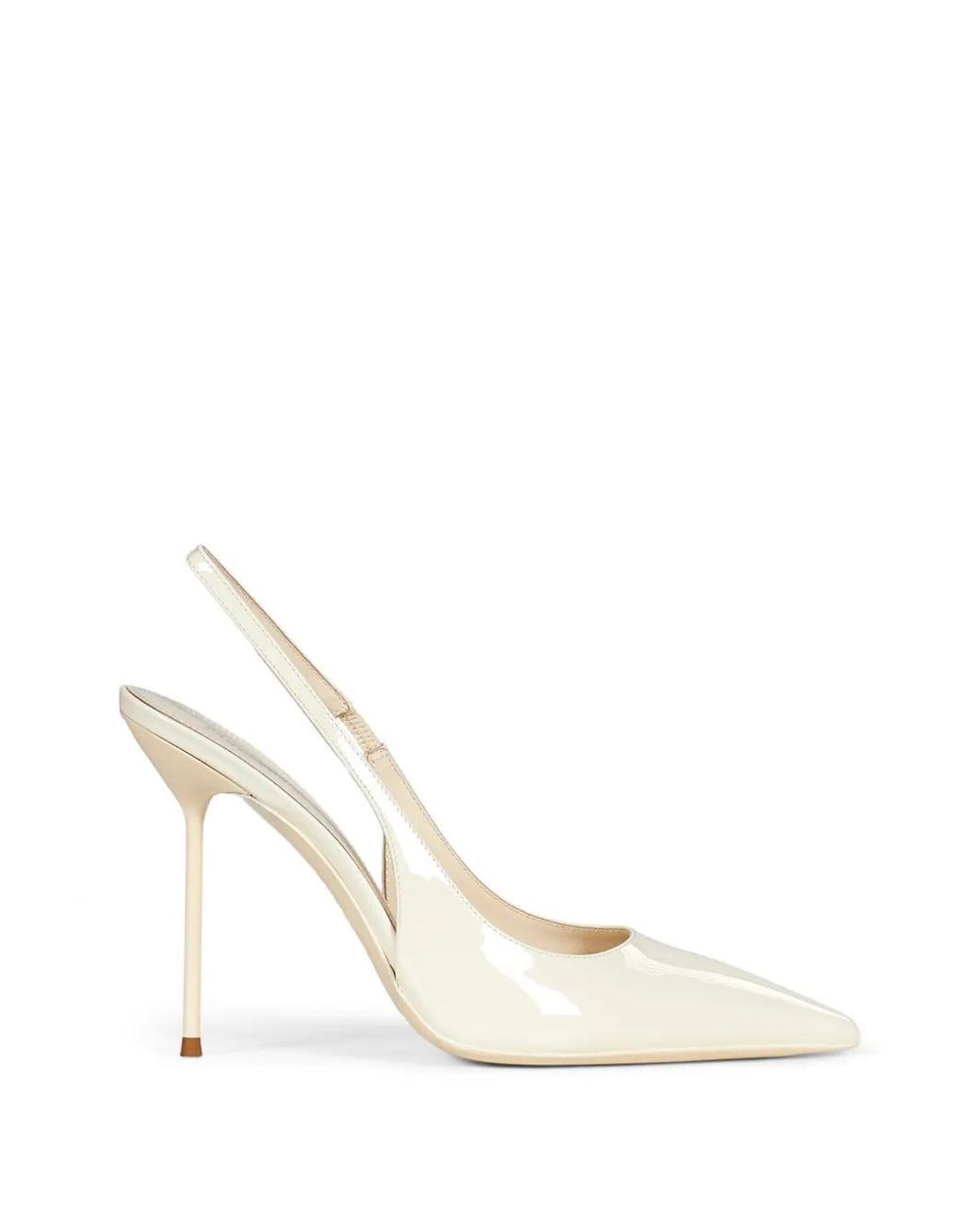 Paris Texas White 105 Lidia Patent-Leather Slingback Pumps