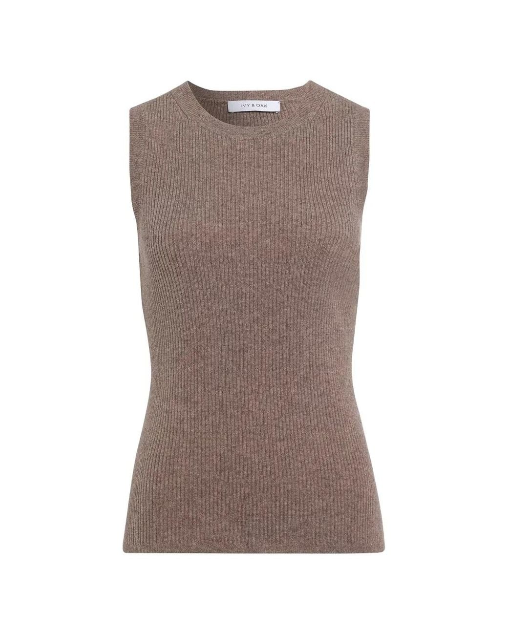 IVY & OAK Brown Ribbed Top