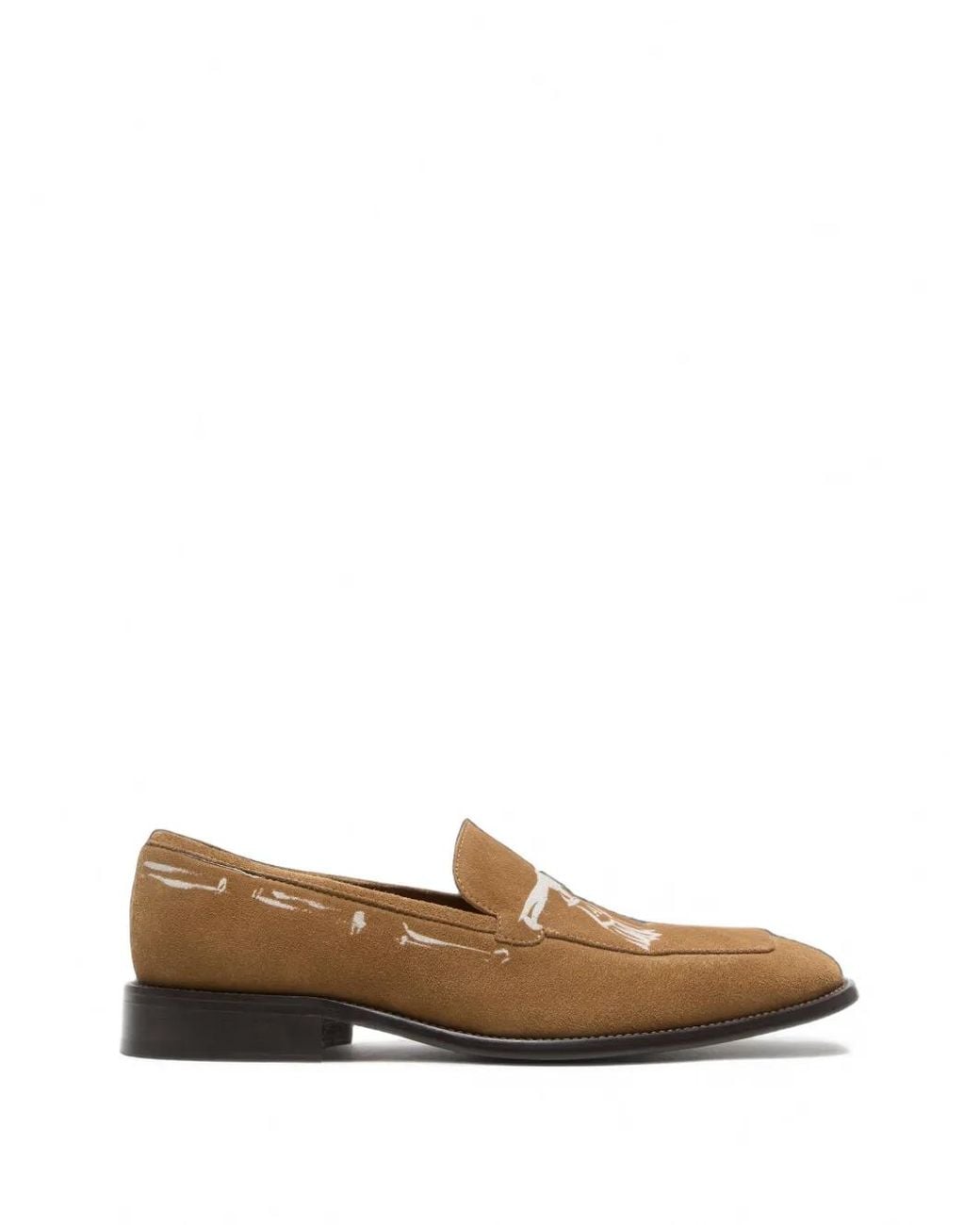 Acne White Printed Suede Loafers