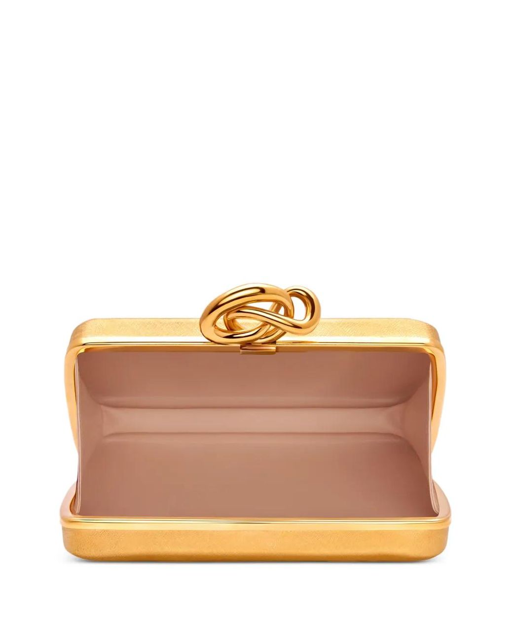Oscar de la Renta Natural Knot Minaudière Textured-Finish Clutch Bag