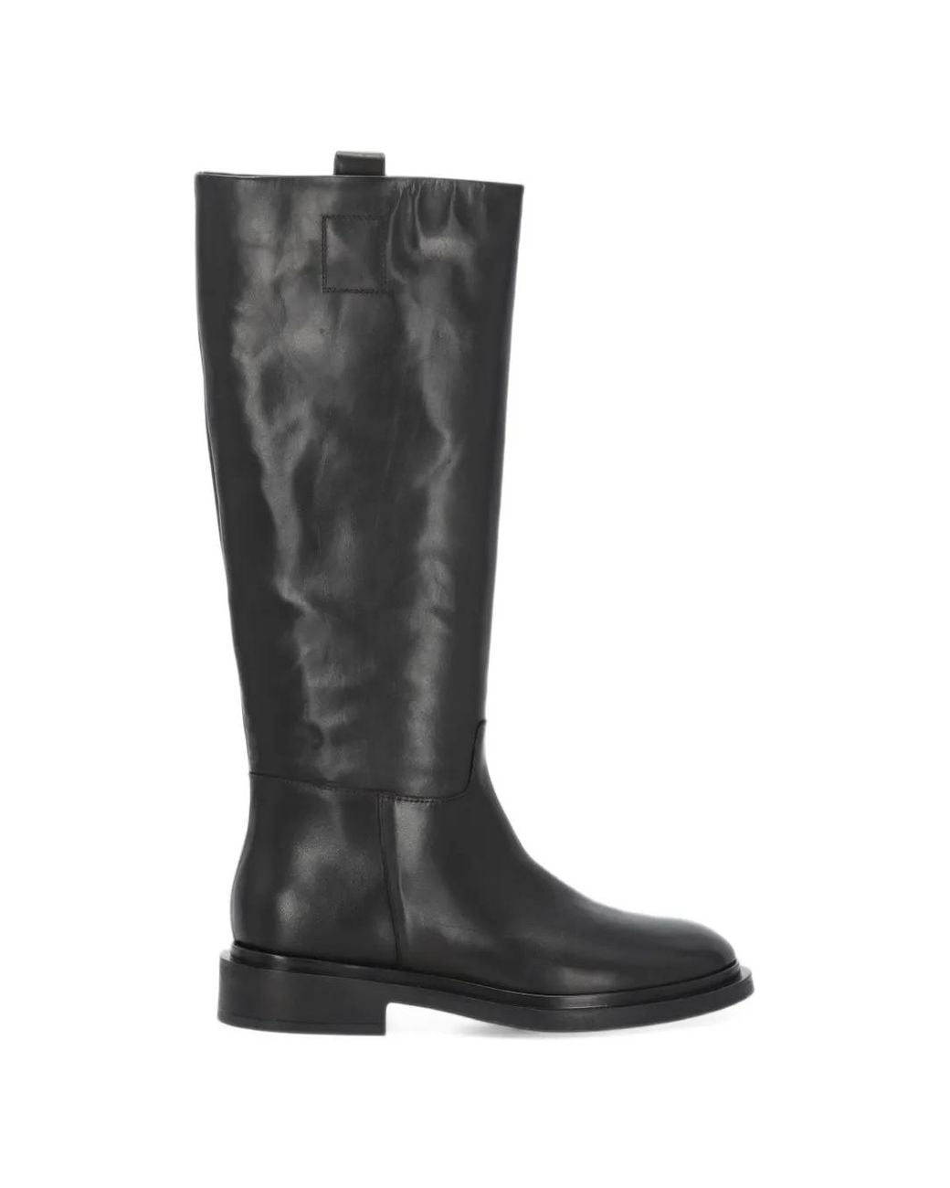 Julie Dee Black Knee-Length Leather Boots