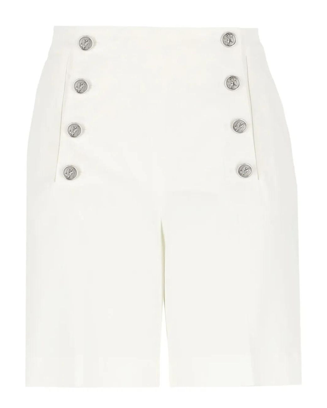 Etro White Button-Fastening High-Waist Shorts