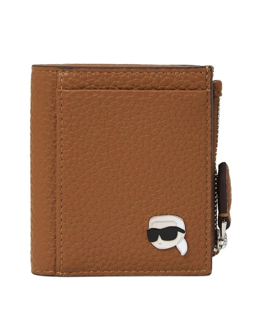 Karl Lagerfeld Brown Pebble Bi-Fold Wallet