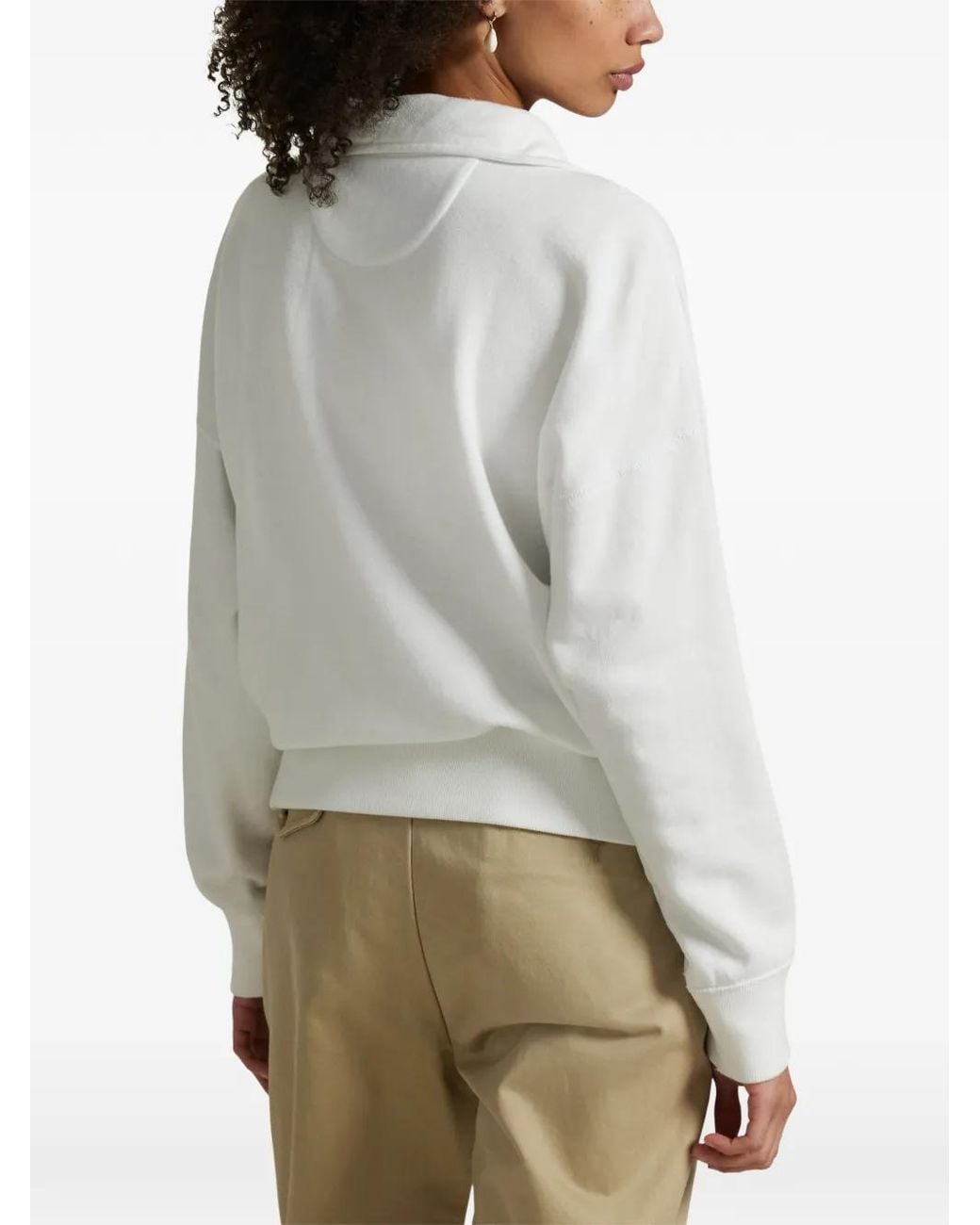 Polo Ralph Lauren White Quarter-Zip Cotton Sweatshirt
