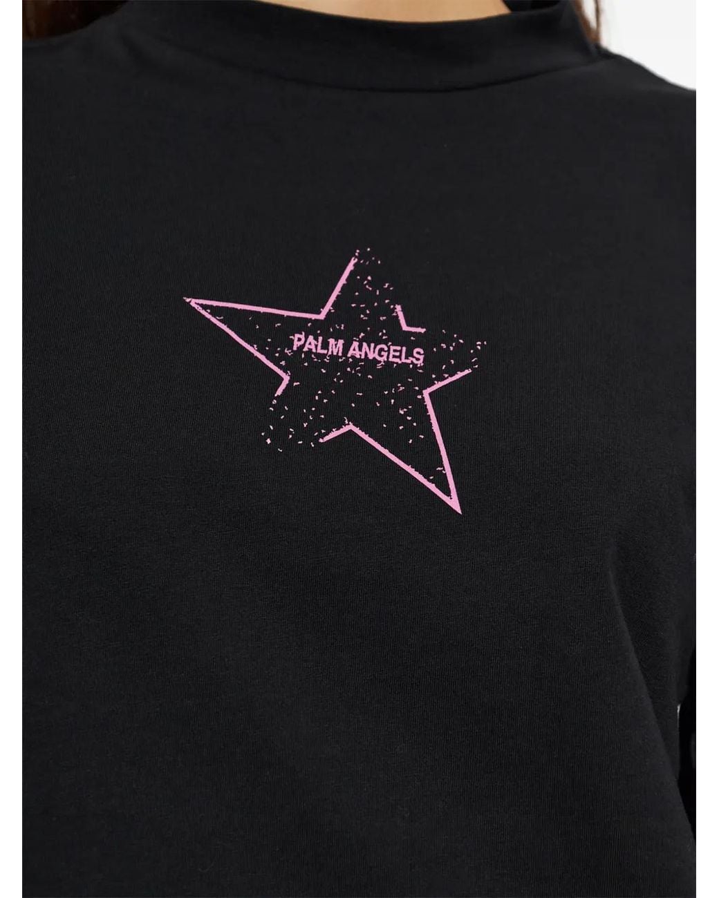 Palm Angels Blue Star-Print Cropped T-Shirt