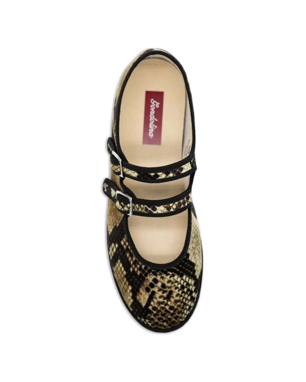 Gondolina Black Snake-Print Mary Jane Ballet Flats