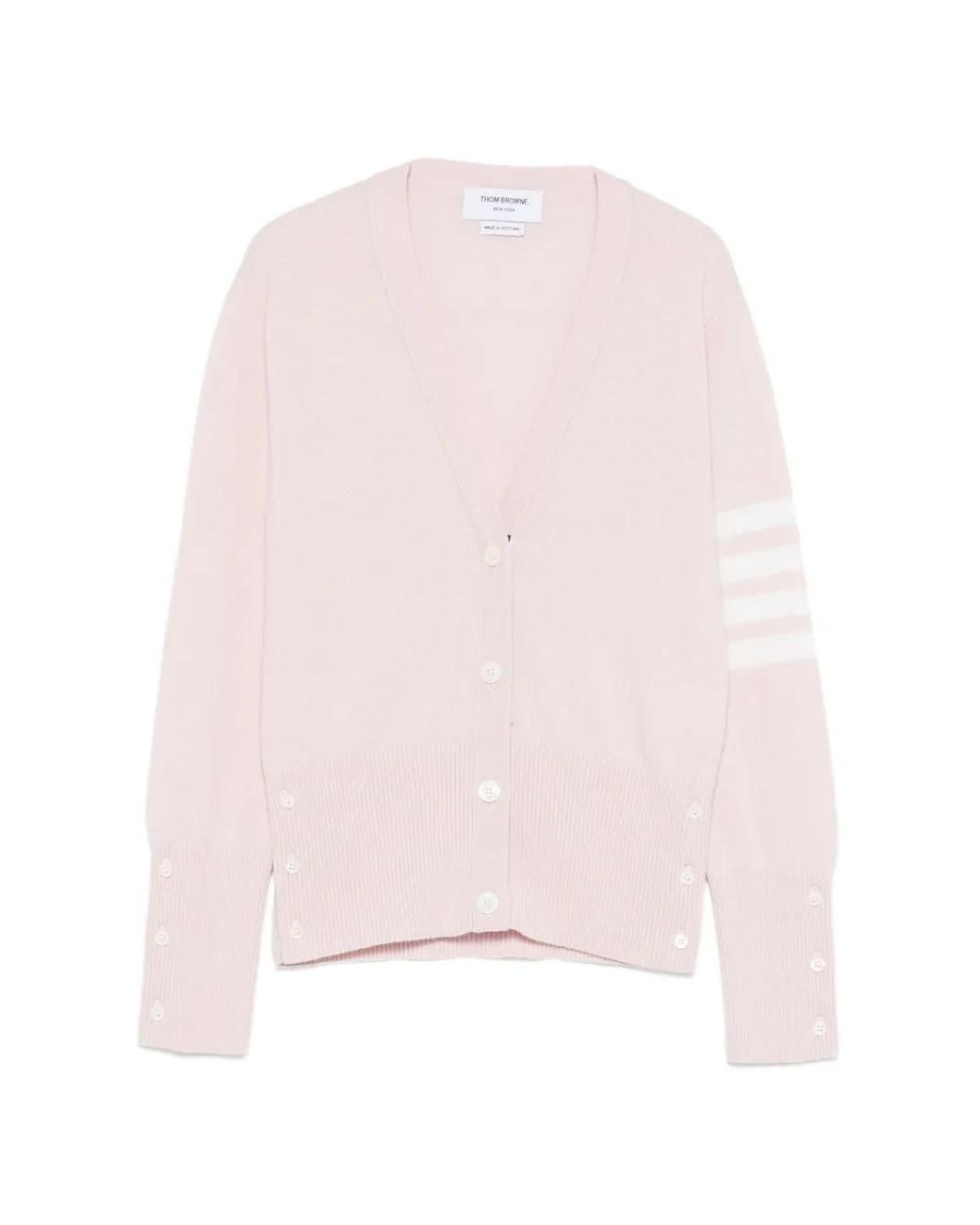 Thom Browne Pink Classic Cashmere 4-Bar V-Neck Cardigan