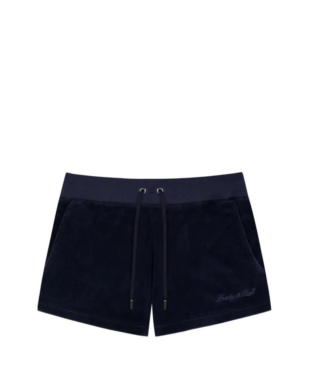 Sporty & Rich Blue Short À Logo Strassé Krystal