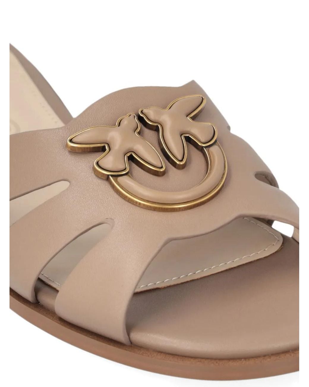 Pinko Brown Elegant Leather 'Milly' Slides