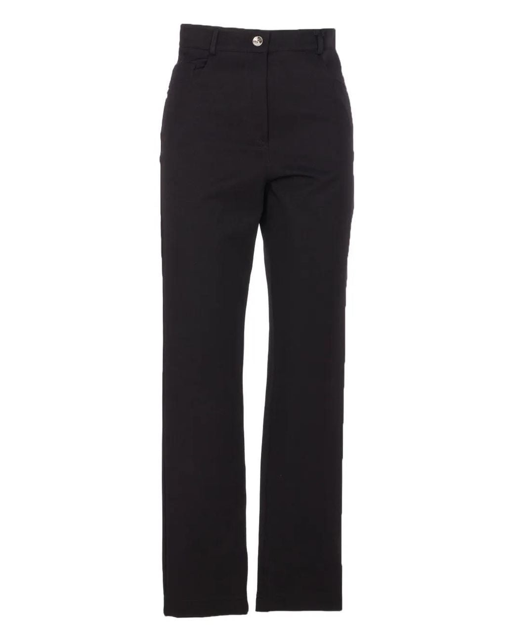 Patrizia Pepe Blue Logo-Patch Button Trousers