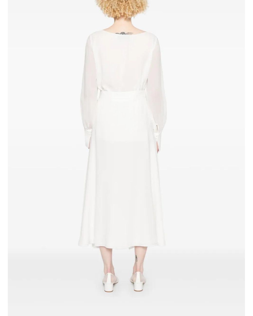 DE SANTIS White Draped Midi Skirt