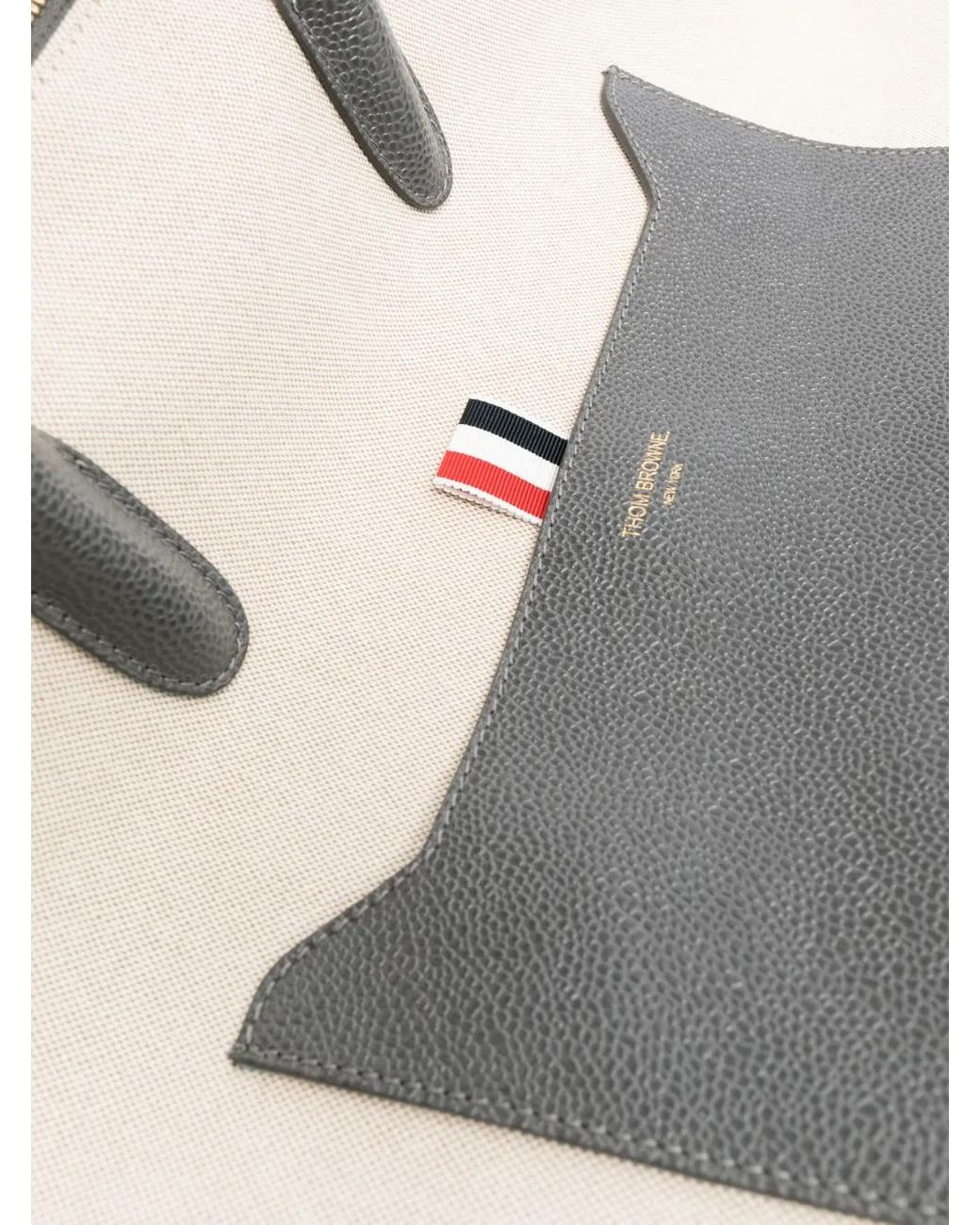 Thom Browne White Medium Canvas Tote Bag