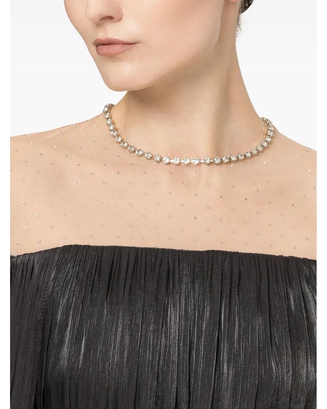 Nissa Black Cape-Design Chiffon Maxi Dress