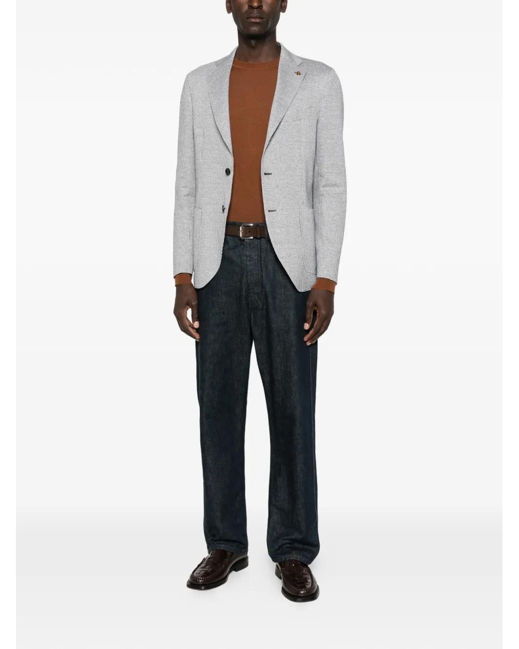 Latorre Gray Houndstooth-Pattern Blazer for men