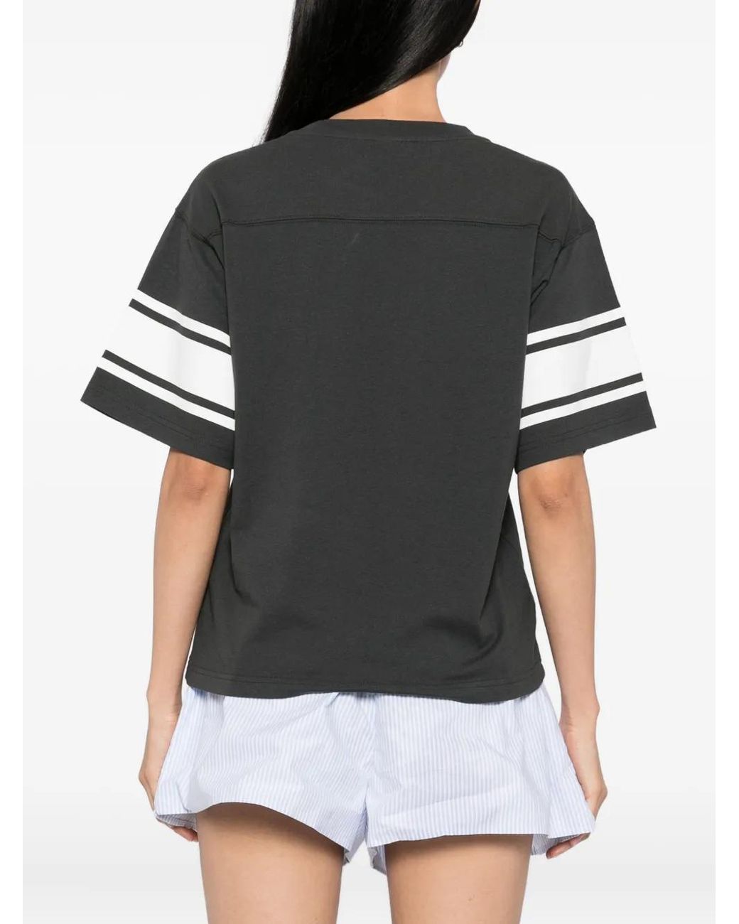 Sporty & Rich Black Logo-Print T-Shirt