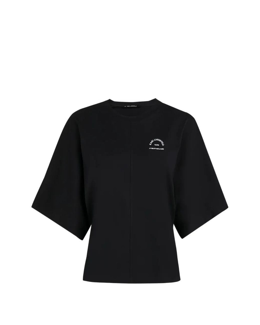 Karl Lagerfeld Black Logo-Print Wide-Sleeve T-Shirt