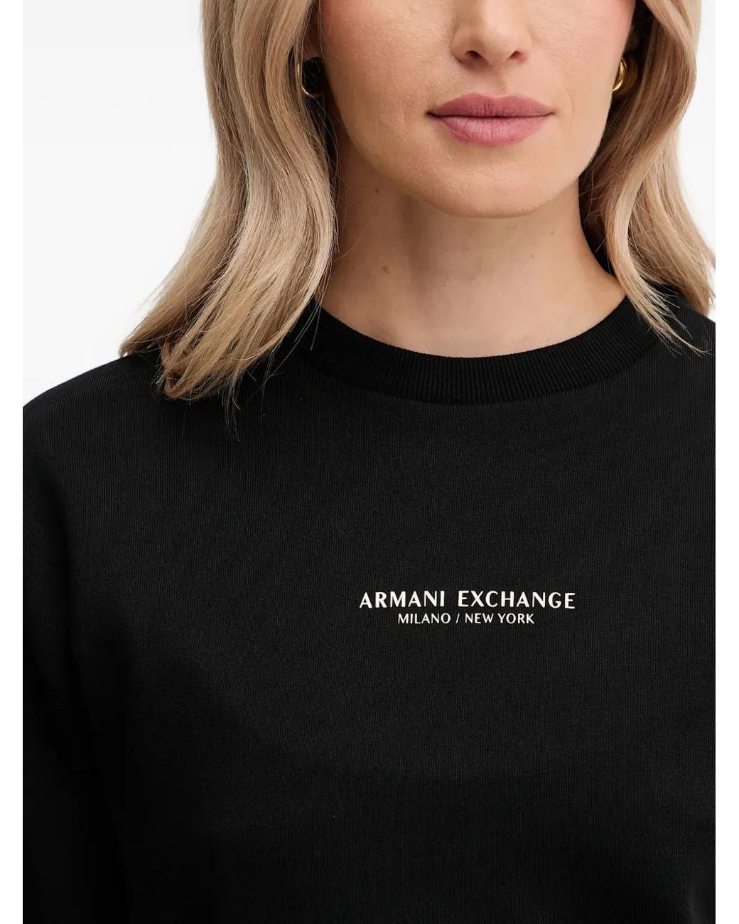 ARMANI EXCHANGE Black Logo-Detail Crew Neck Sweatshirt