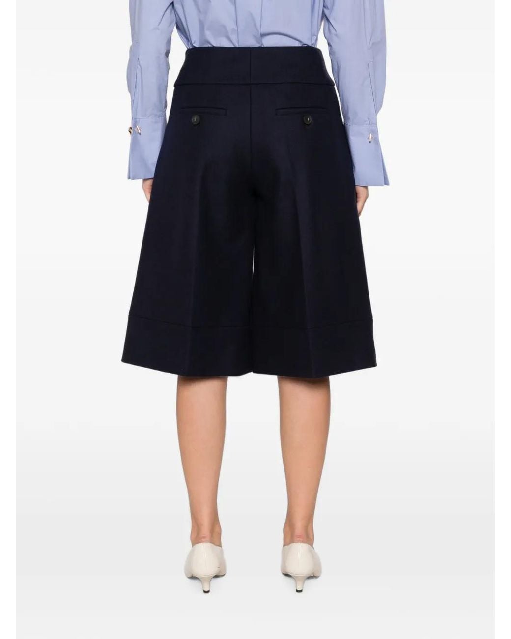 Erika Cavallini Semi Couture Blue Short Ample Boutonné