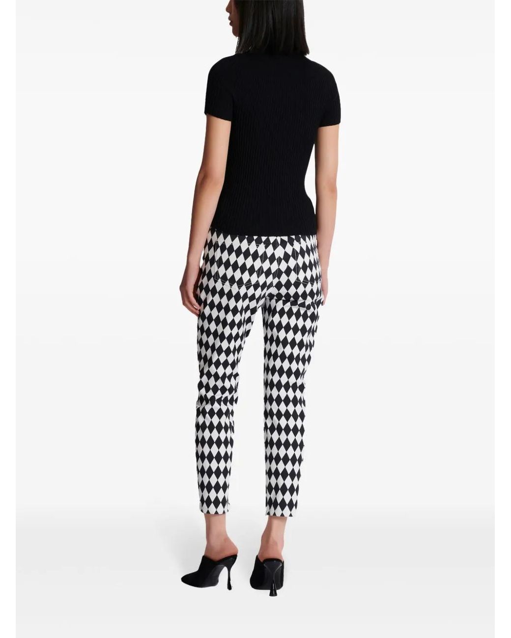 Balmain Black Logo-Plaque Ribbed Knit Top