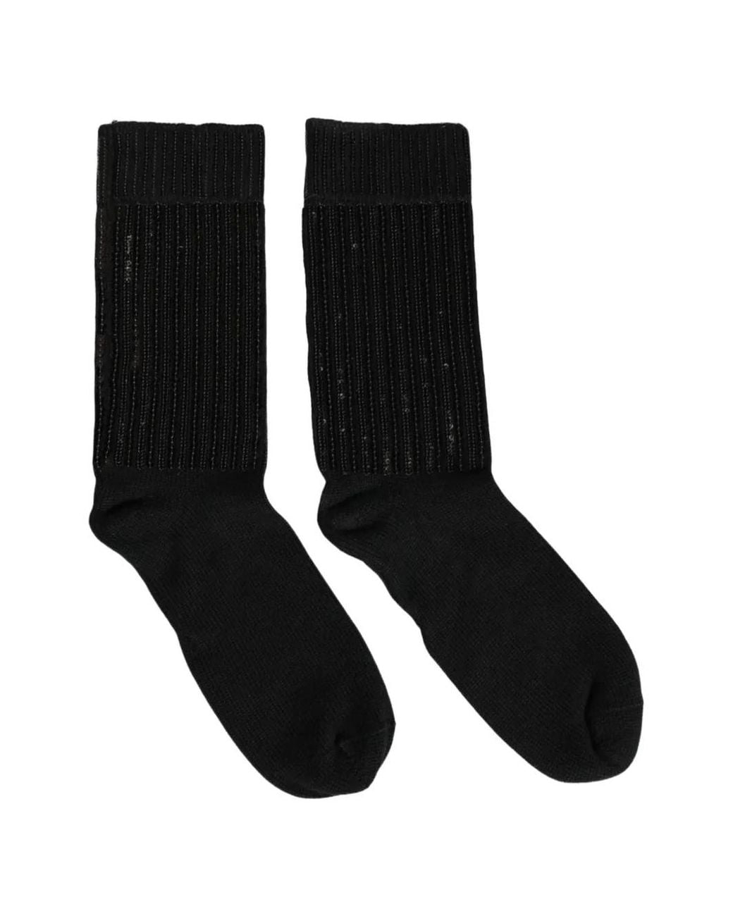 Dolce & Gabbana Black Sequin-Embellished Ribbed-Knit Socks for men