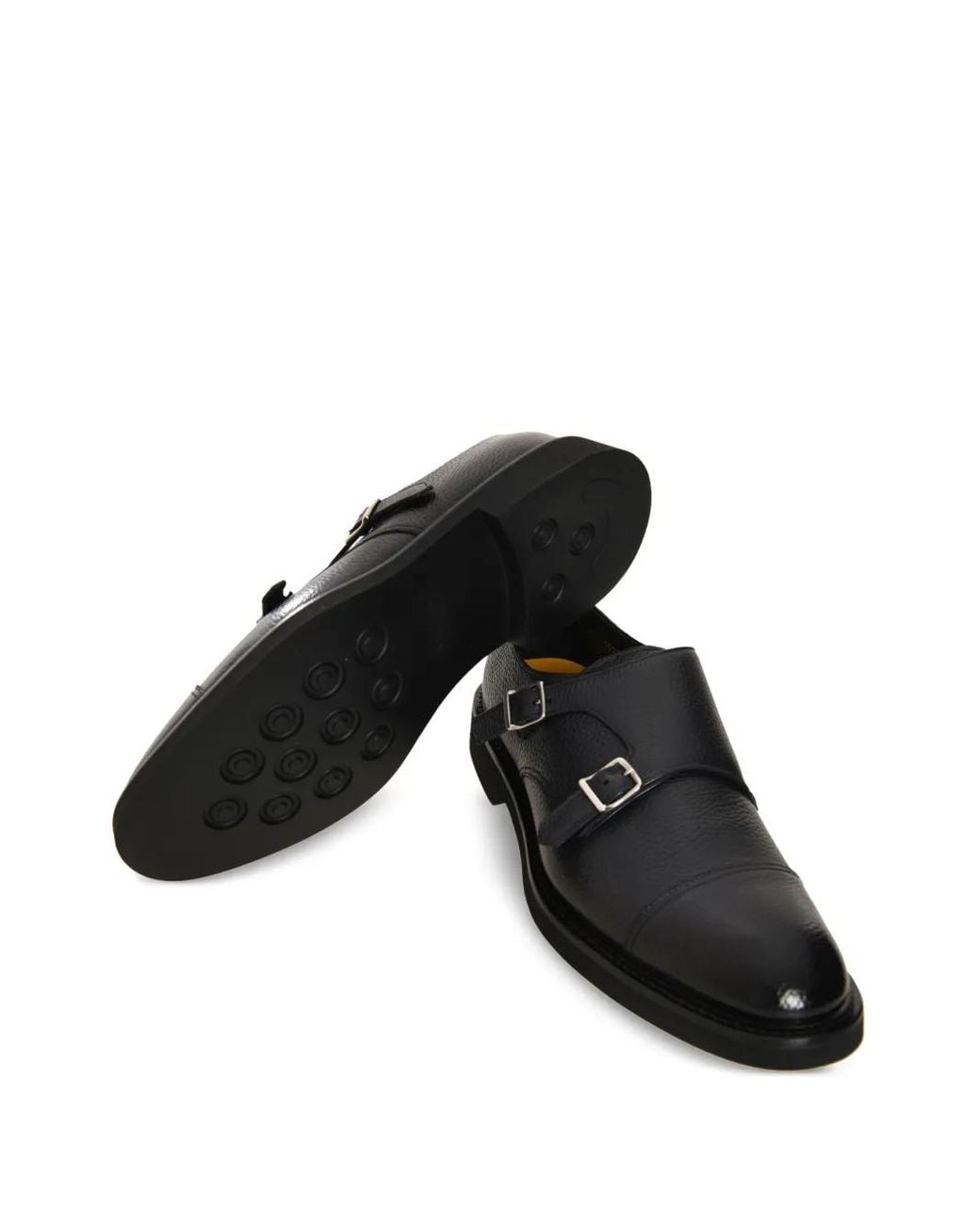 Doucal's Black Double-Buckle Oxford Shoes for men