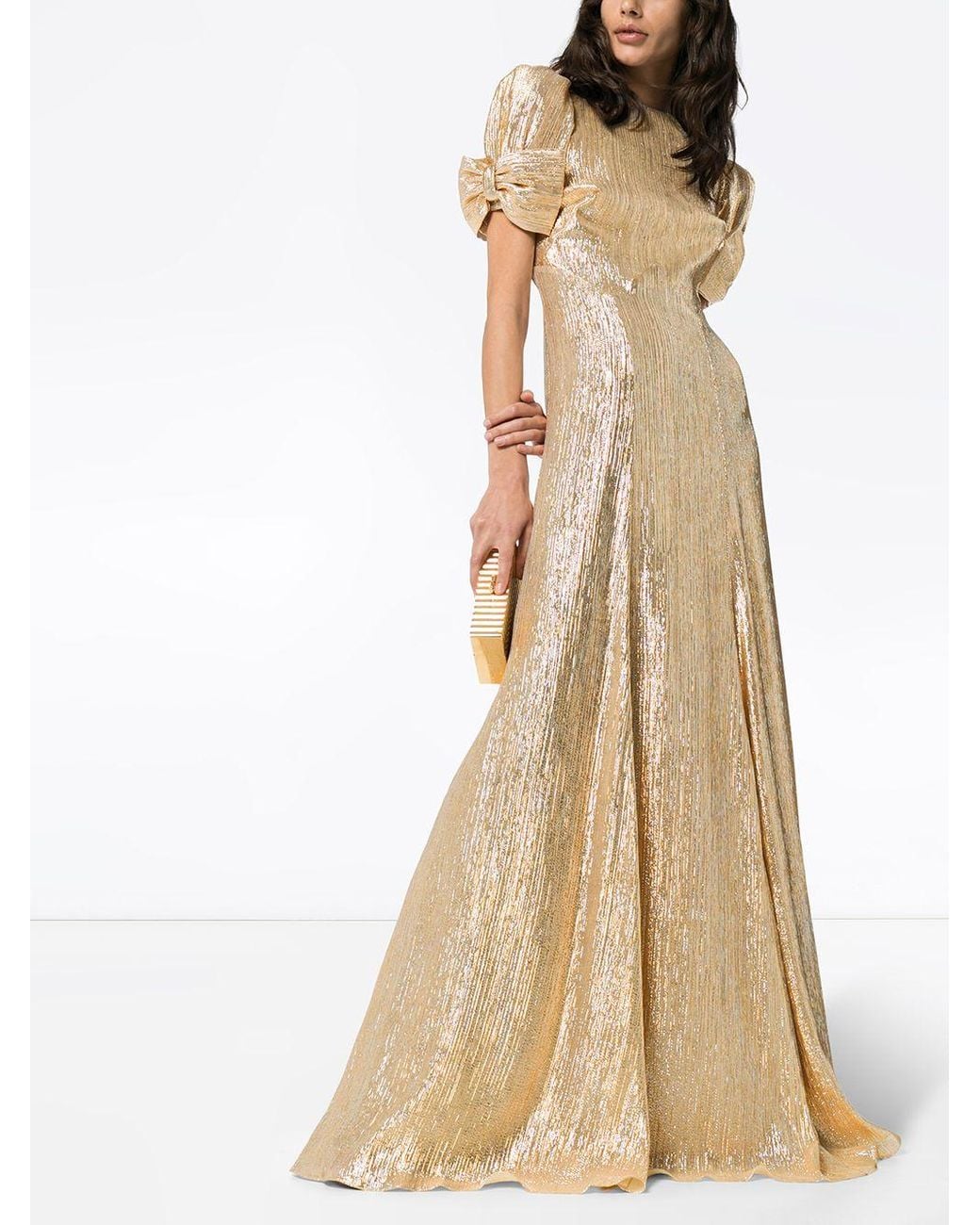 The Vampire's Wife Gold The American Chevron Silk Lam Gown in Metallic | Lyst The Vampire's Wife Gold The American Chevron Silk Lam Gown in Metallic | Lyst