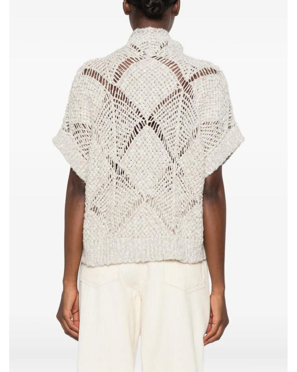 Antonelli White Lorena Open-Knit Sweater