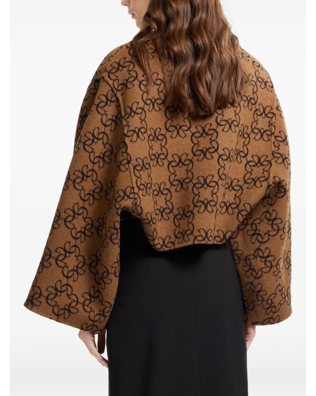 Elie Saab Black Reversible Monogram-Pattern Jacket