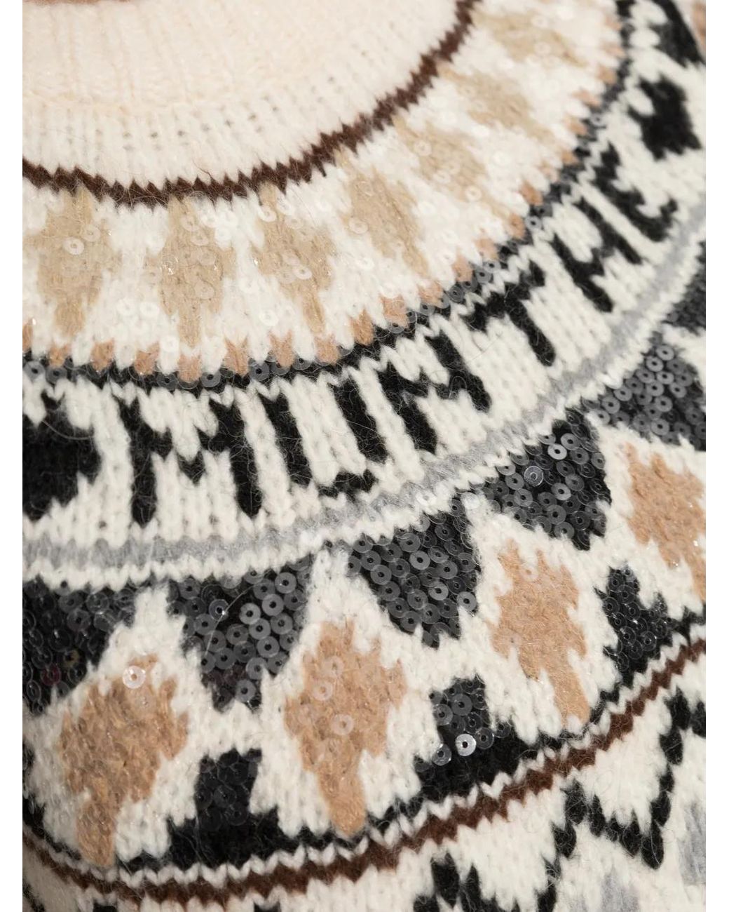Munthe White Vaffie Sequin-Embellished Patterned Sweater