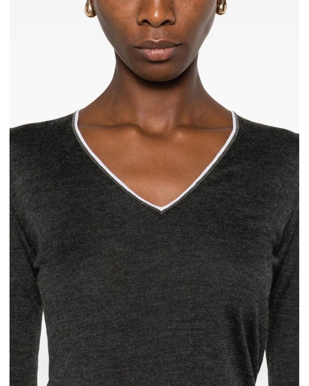 Pull À Col V Brunello Cucinelli en coloris Black