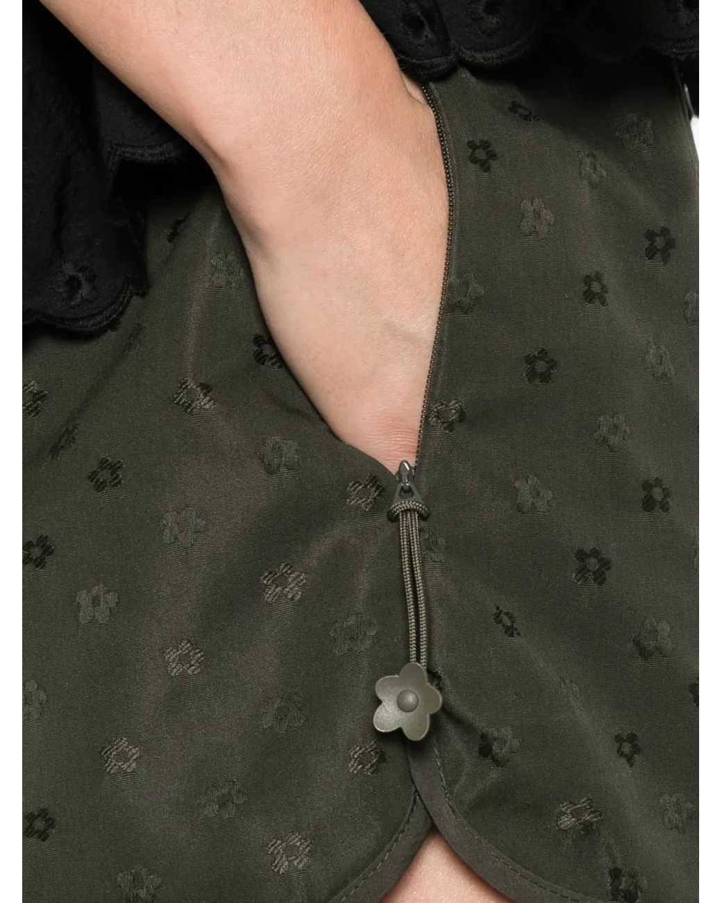 CECILIE BAHNSEN Green Floral-Print Shorts