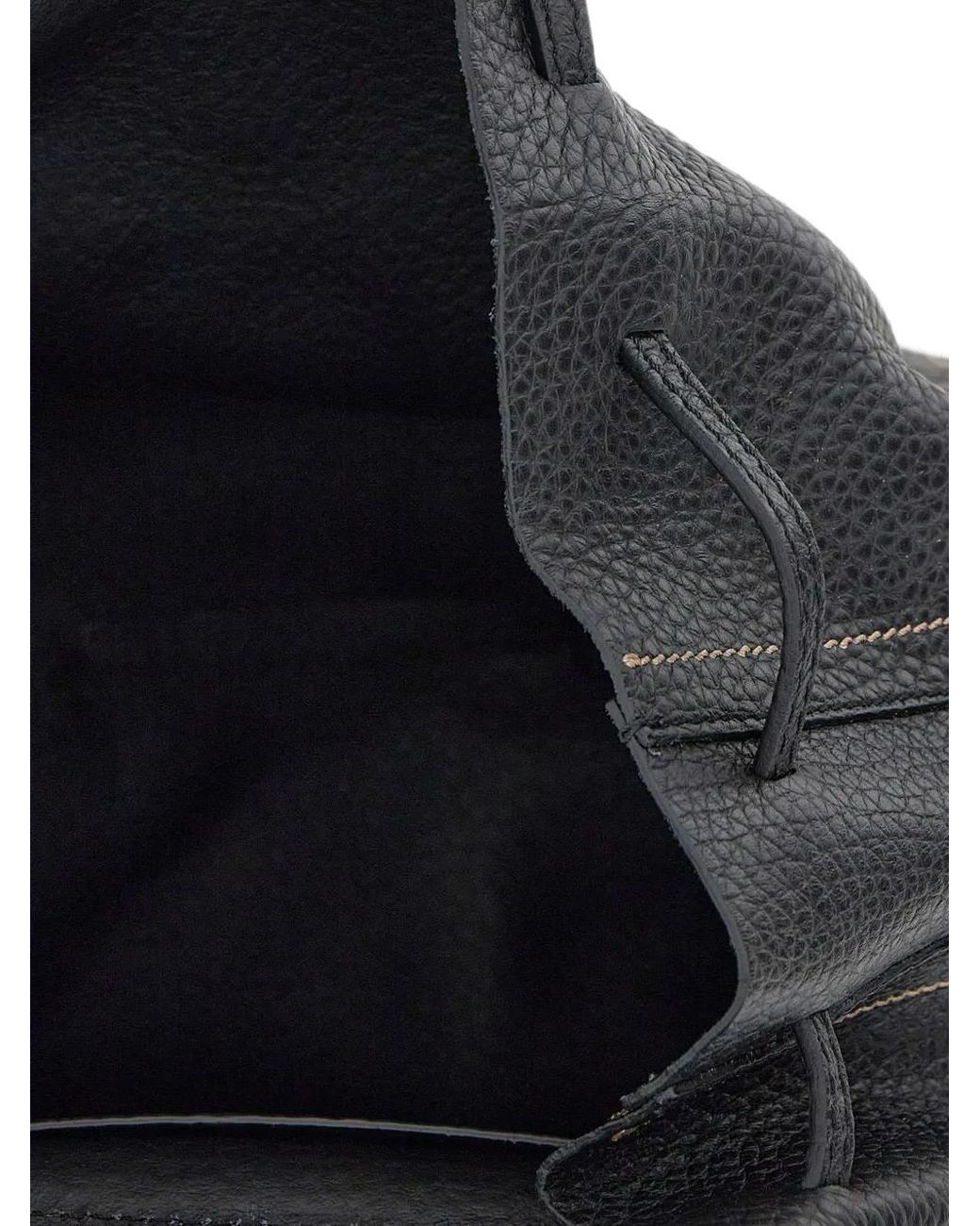 Gianni Chiarini Black Medium Violette Grained Bovine Leather Backpack