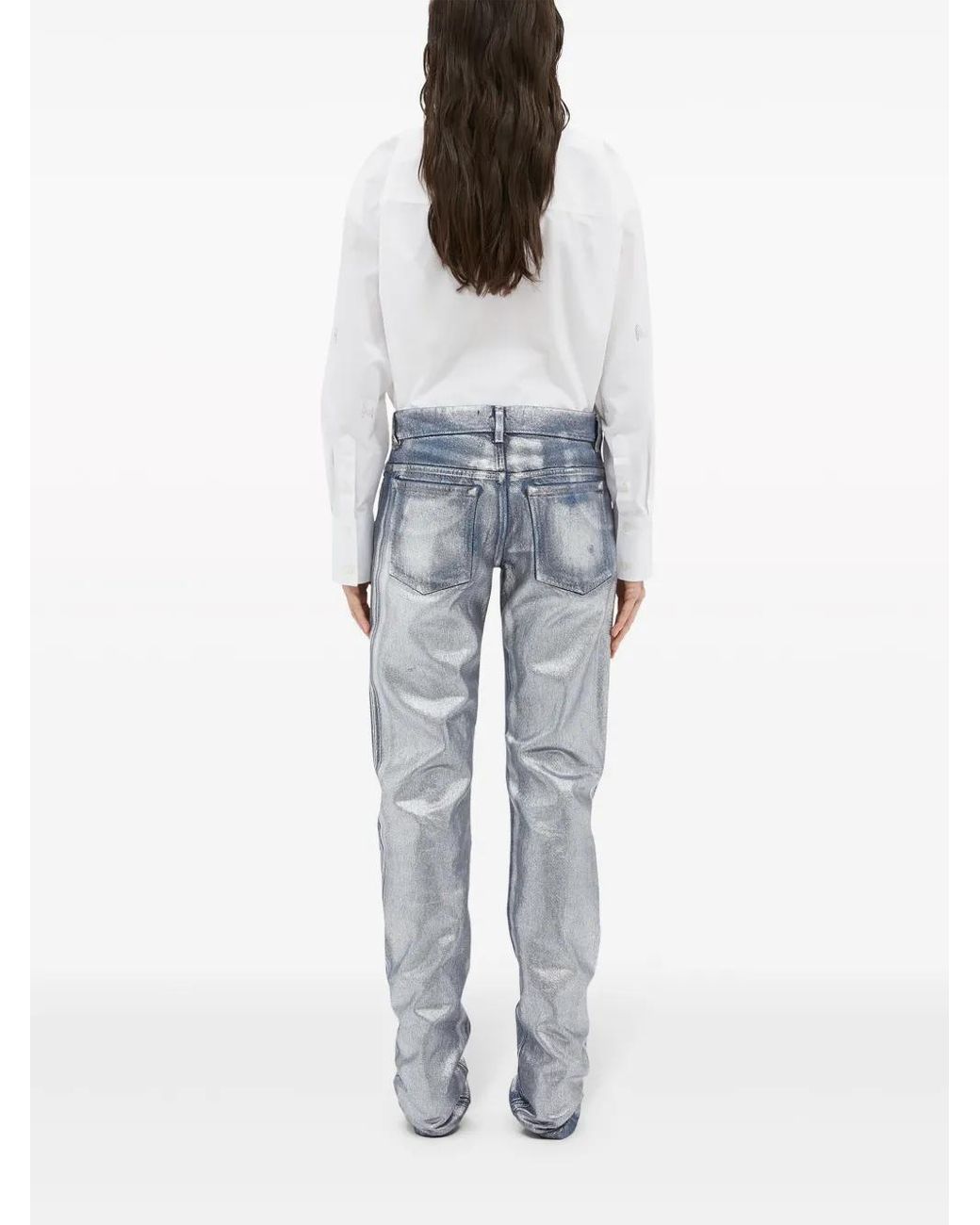 Vaqueros Rectos Con Acabado Metalizado MSGM de color Blue