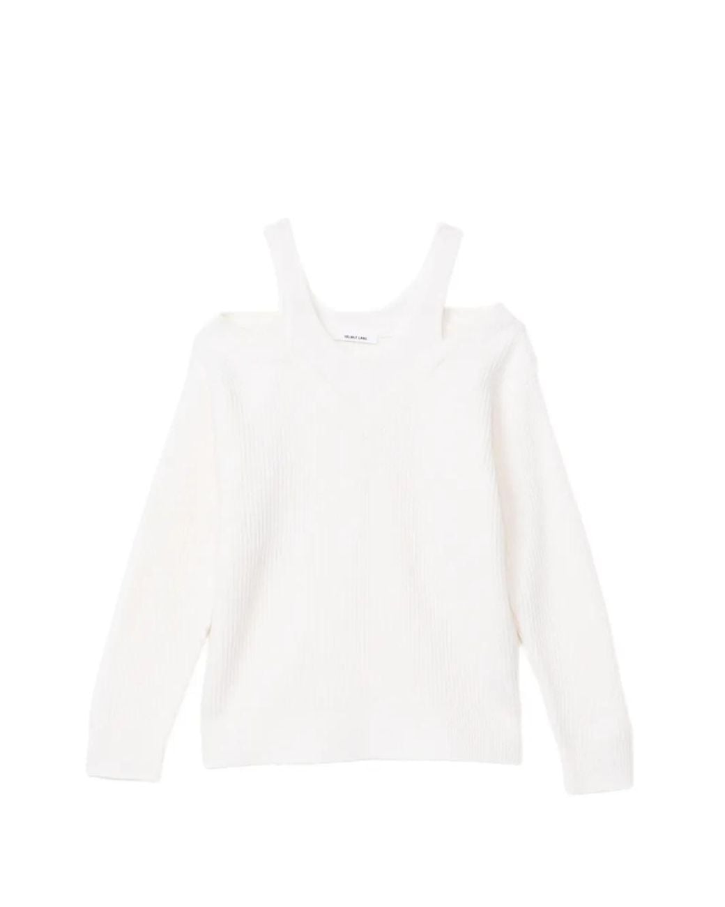 Helmut Lang White Pull Côtelé À Épaules Dénudées