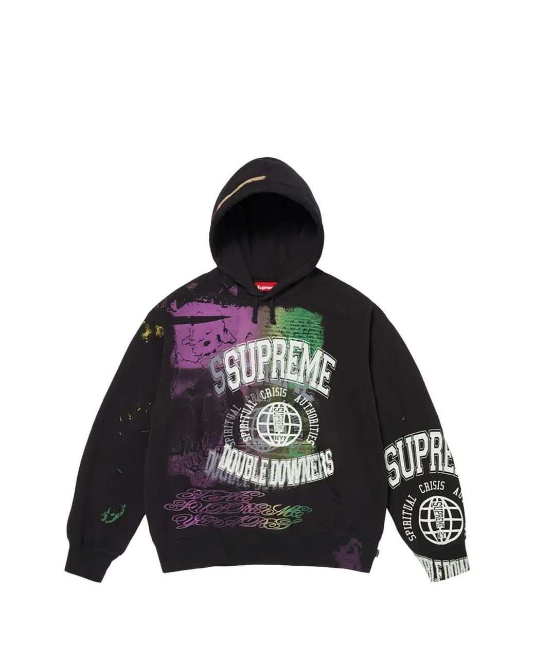 Supreme Black Graphic-Print Drawstring Hoodie for men