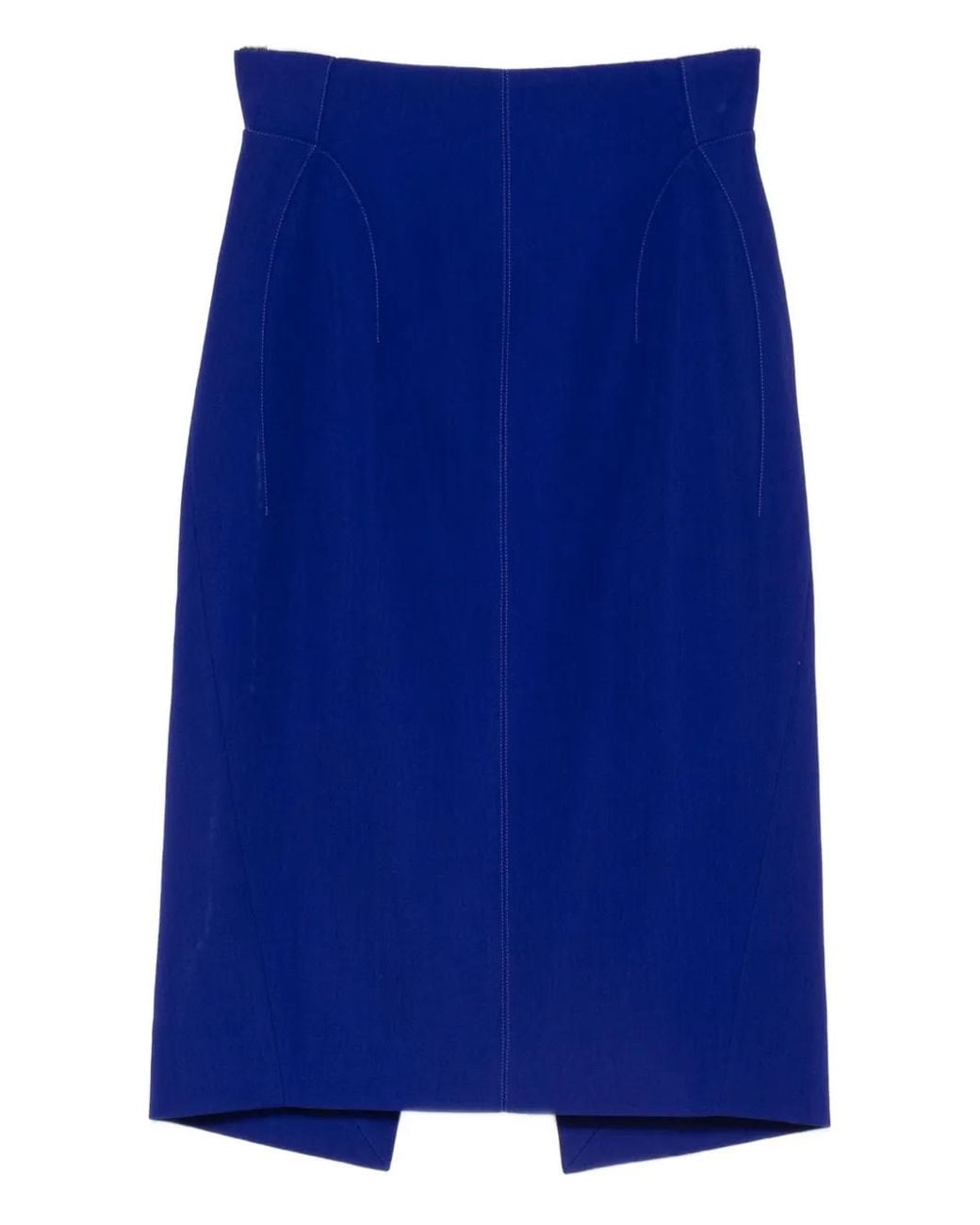 Mugler Blue High-Waisted Pencil Skirt