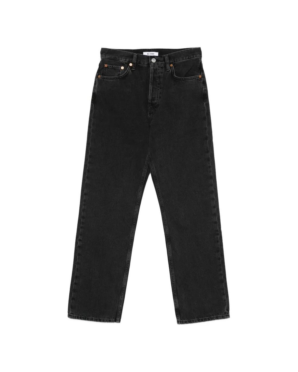 Re/done Black Pocketed Straight-Leg Jeans