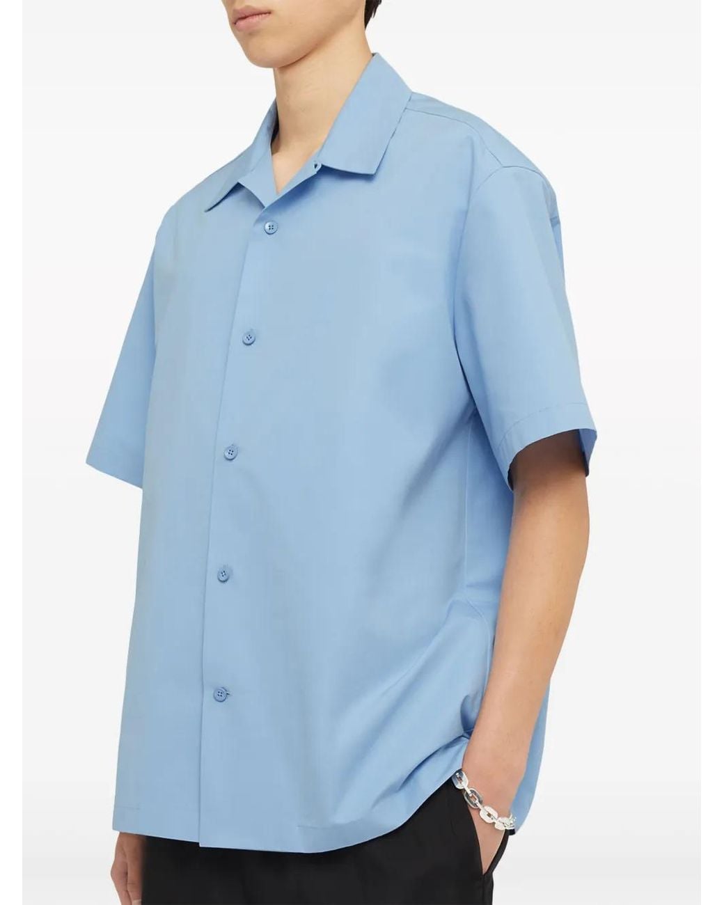 Jil Sander Blue Cotton Poplin Shirt for men