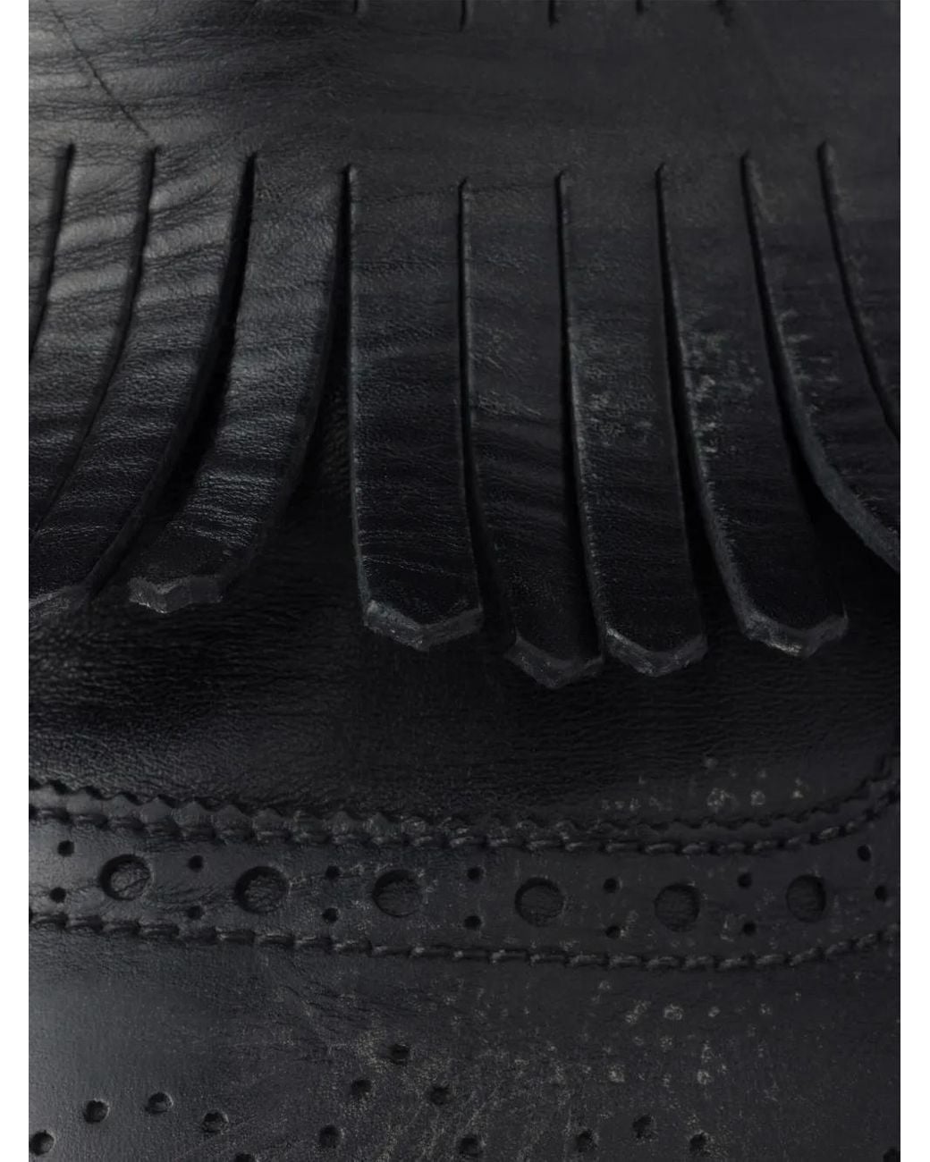 Prada Shuffle Antiqued Leather Mules With Buckled Strap And Fringe