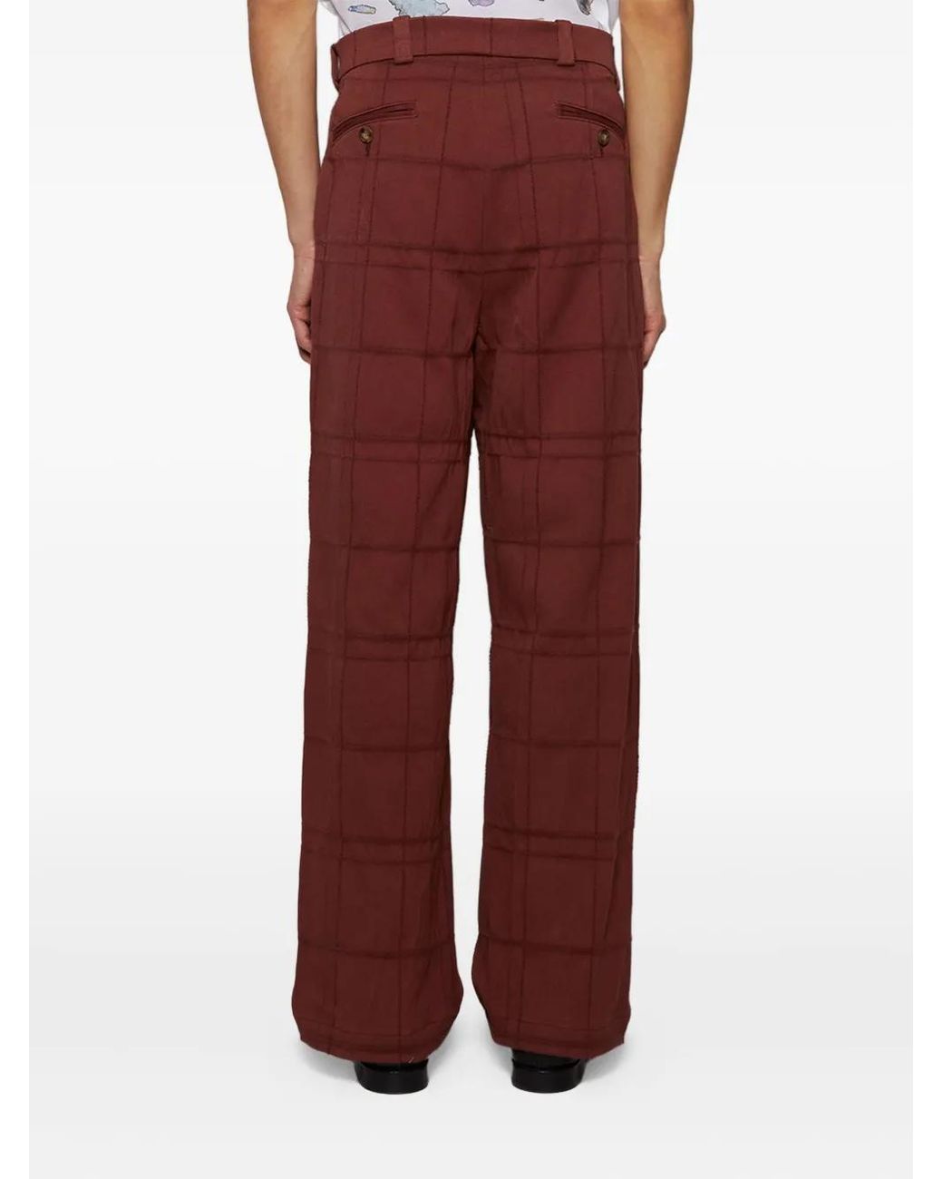 The Elder Statesman Red Checked Cotton Trousers for men