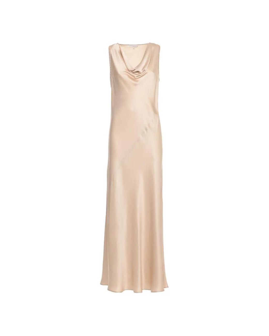 Antonelli White Cowl-Neck Sleeveless Maxi Dress