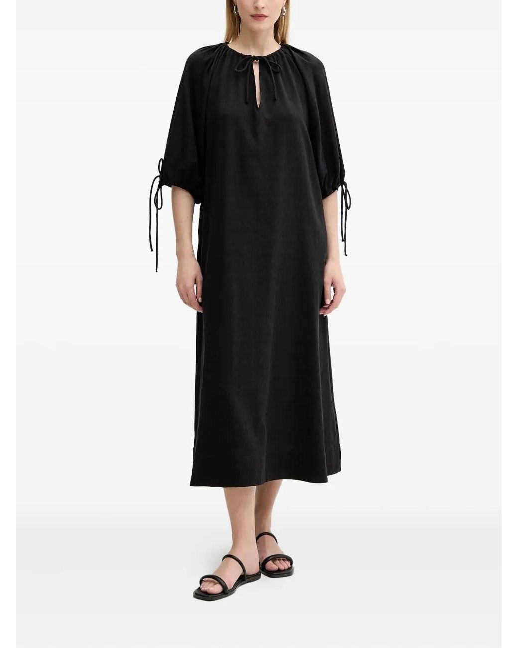 Samsøe & Samsøe Black Samatera Tie-Detail Midi Dress