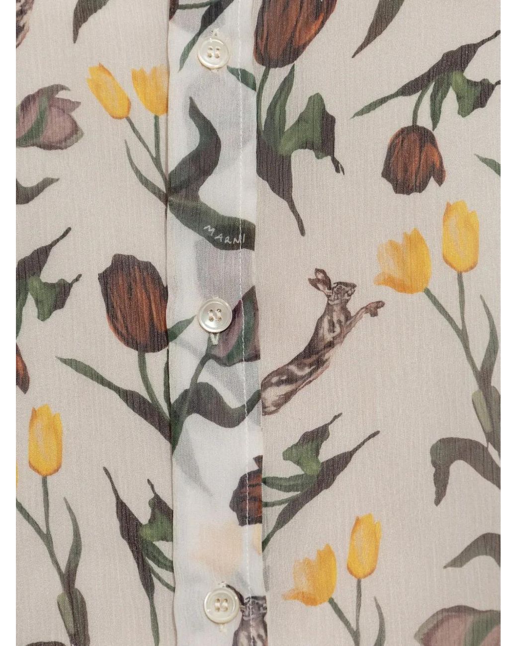 Marni White Floral-Print Shirt