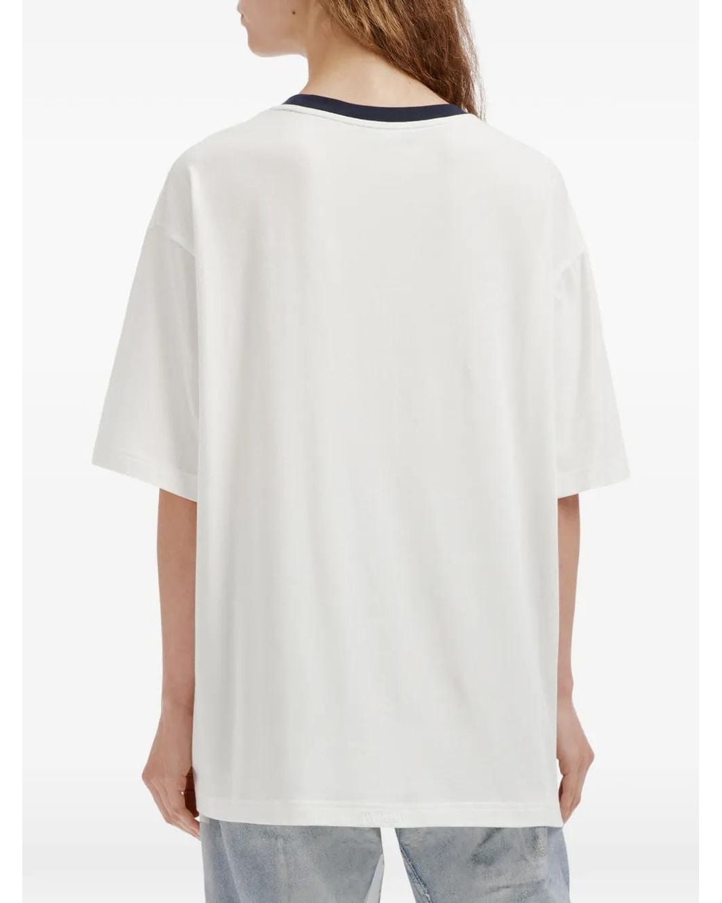 we11done White Logo-Patch Ringer T-Shirt
