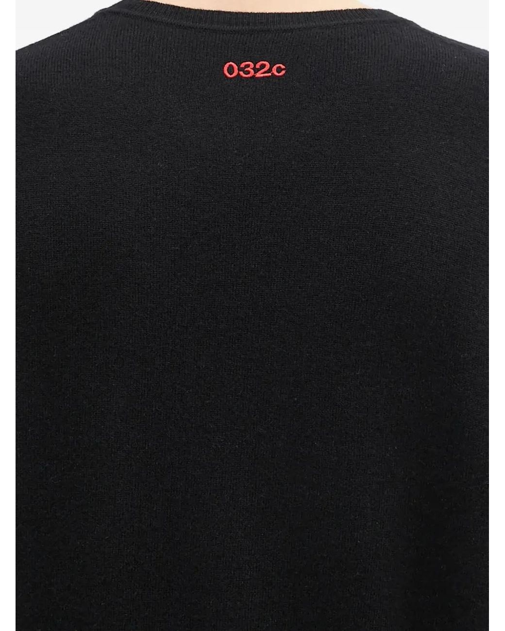 032c Black Embroidered Cashmere Sweater