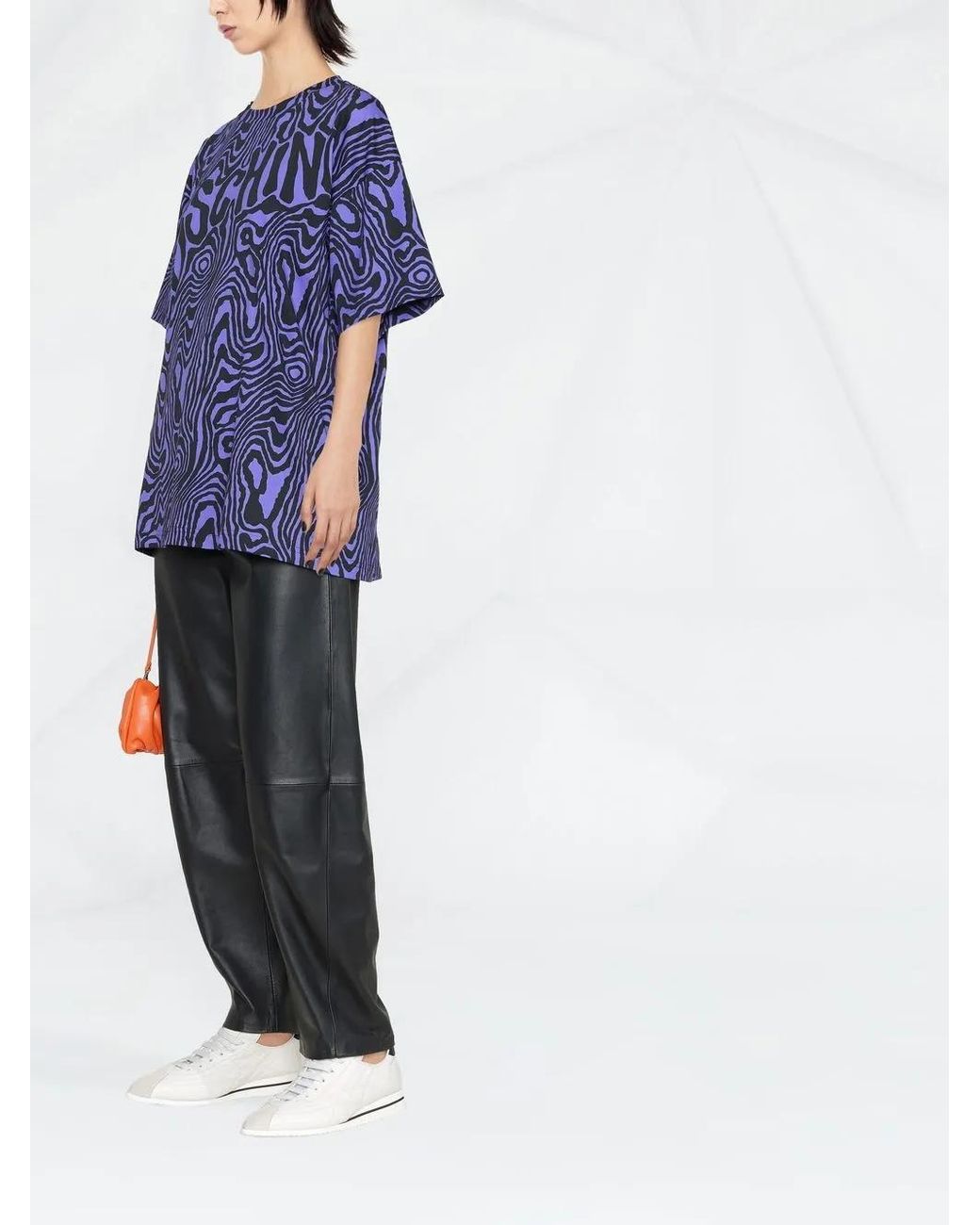 Moschino Blue Zebra-Print Round-Neck T-Shirt