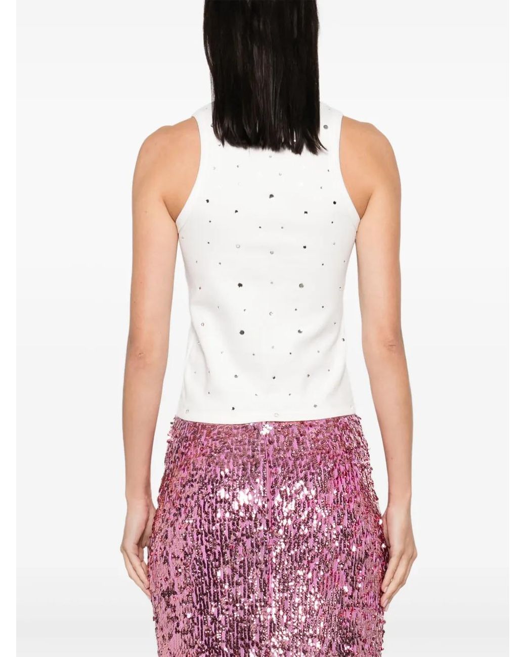 GIUSEPPE DI MORABITO White Crystal-Embellished Tank Top