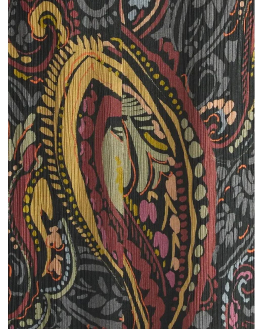 Etro Black Paisley-Print Belted Midi Shirt Dress